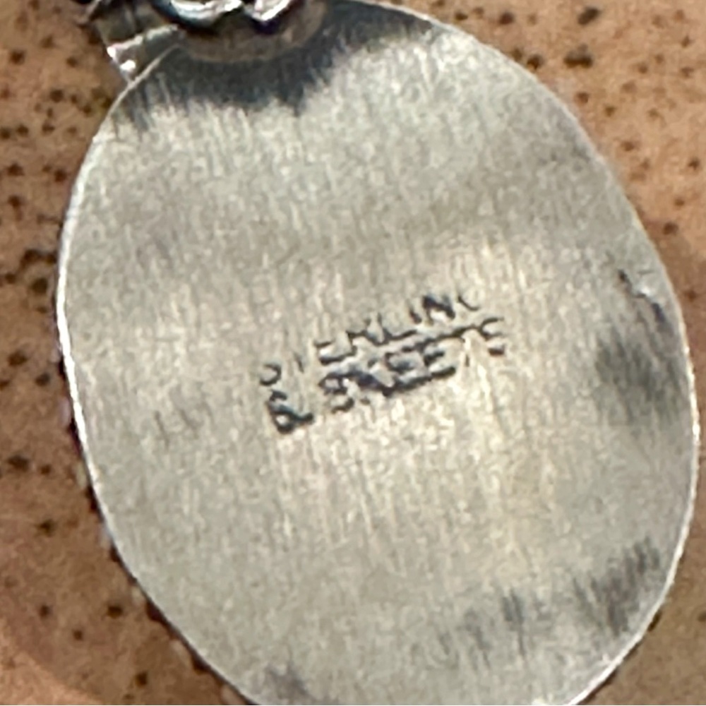 Signed Scott Skeets Navajo Kingman Turquoise Pendant Necklace Sterling Silver - Picture 7 of 8
